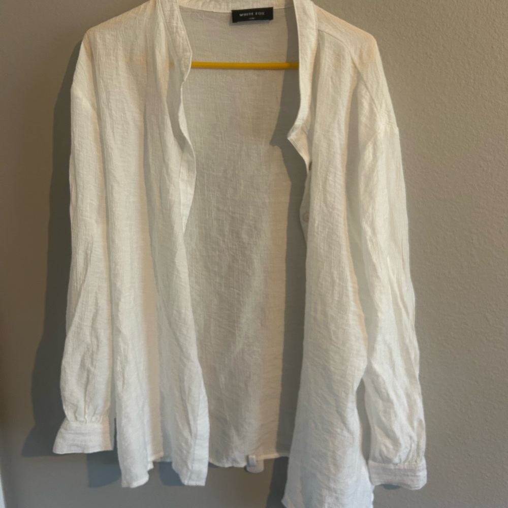 White fox button up top
